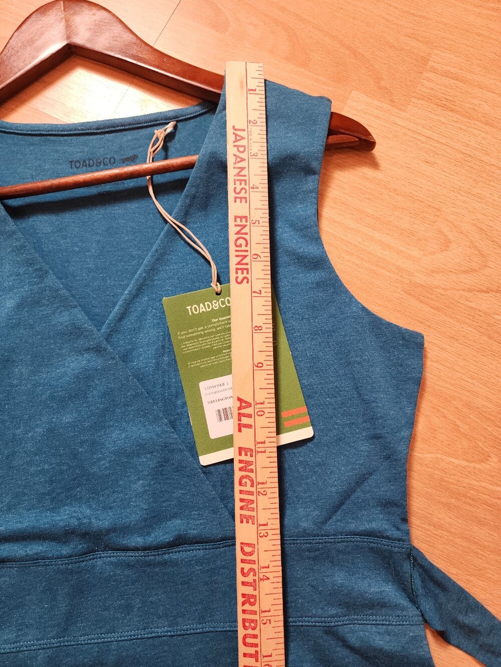 NWT Toad&Co Blue Surplice Sleeveless Tie Waist Dress Pockets Organic Cotton Sz M - Picture 6 of 16